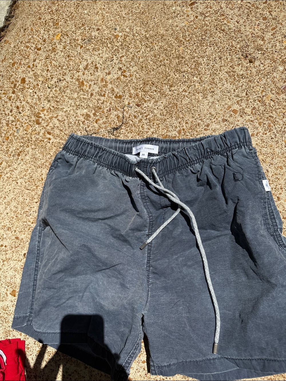Vintage summer Men's Washed Charcoal Drawstring Swin shorts